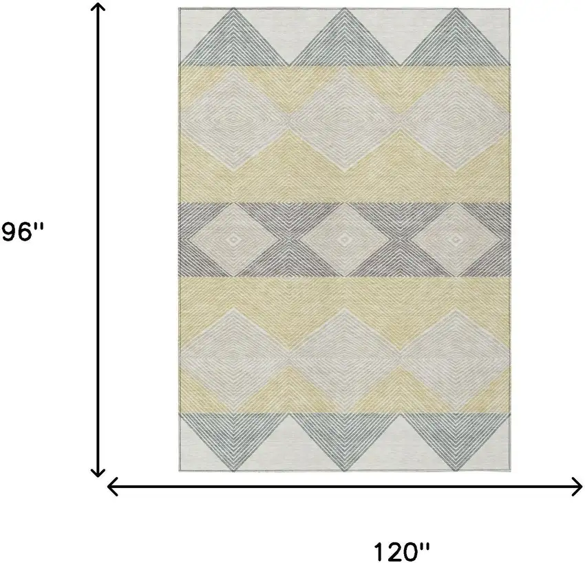 Ivory And Gray Geometric Washable Indoor Outdoor Area Rug Photo 6