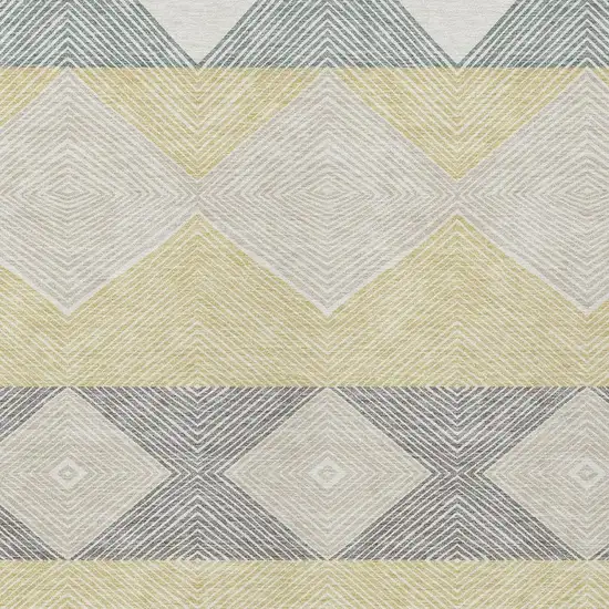 Ivory And Gray Geometric Washable Indoor Outdoor Area Rug Photo 2