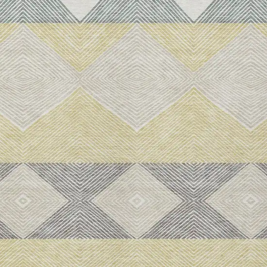 Ivory And Gray Geometric Washable Indoor Outdoor Area Rug Photo 2