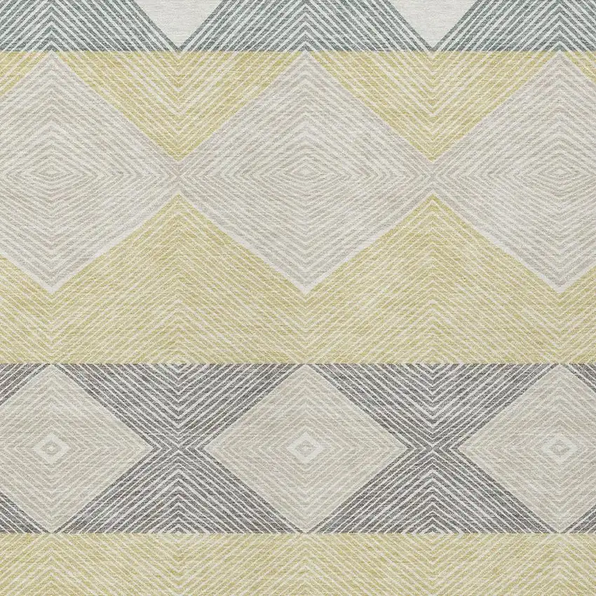 Ivory And Gray Geometric Washable Indoor Outdoor Area Rug Photo 2