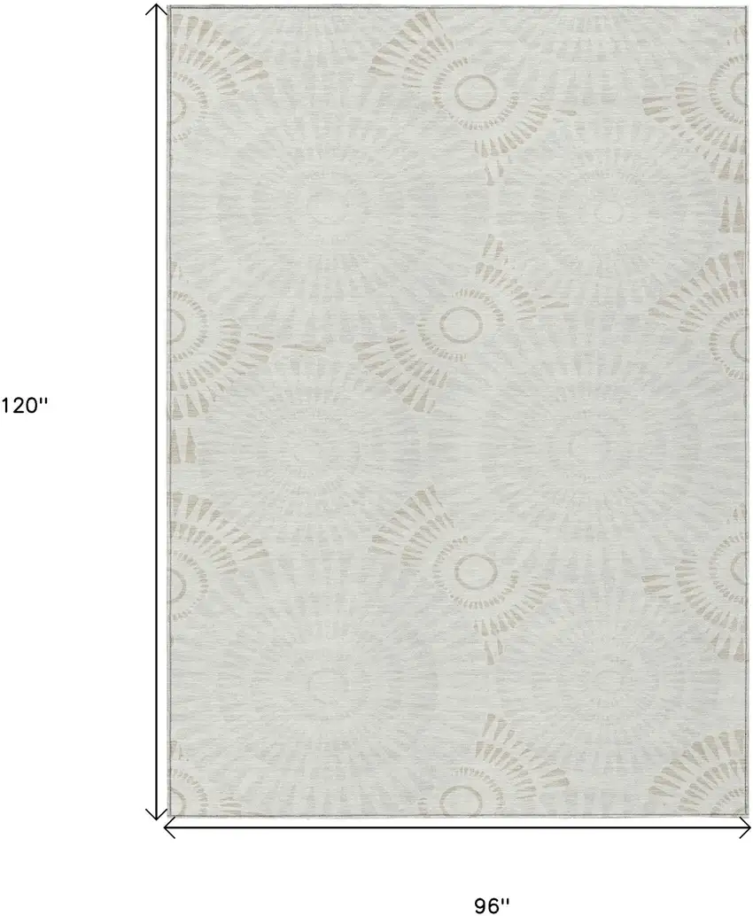 Ivory And Gray Geometric Washable Indoor Outdoor Area Rug Photo 3