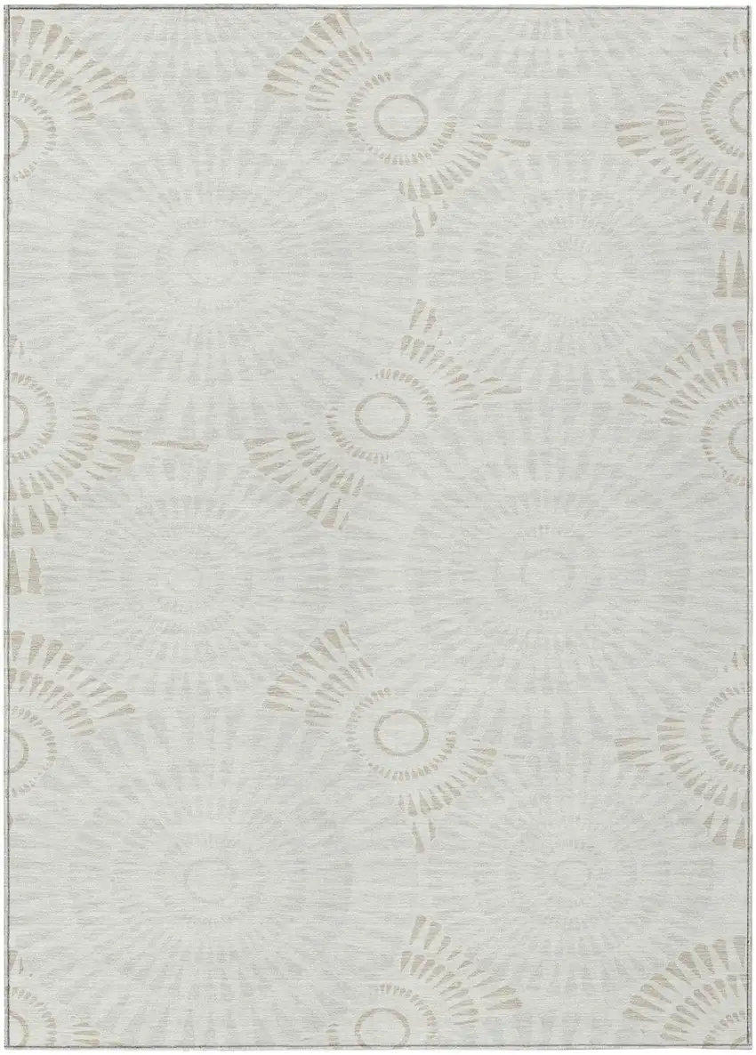 Ivory And Gray Geometric Washable Indoor Outdoor Area Rug Photo 2