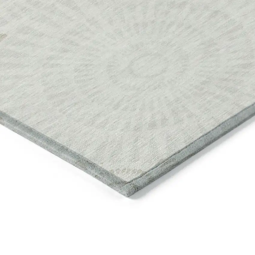 Ivory And Gray Geometric Washable Indoor Outdoor Area Rug Photo 5