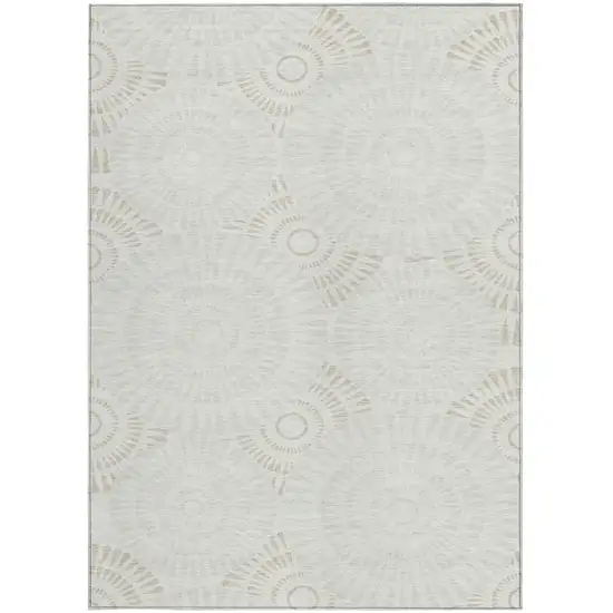 Ivory And Gray Geometric Washable Indoor Outdoor Area Rug Photo 8
