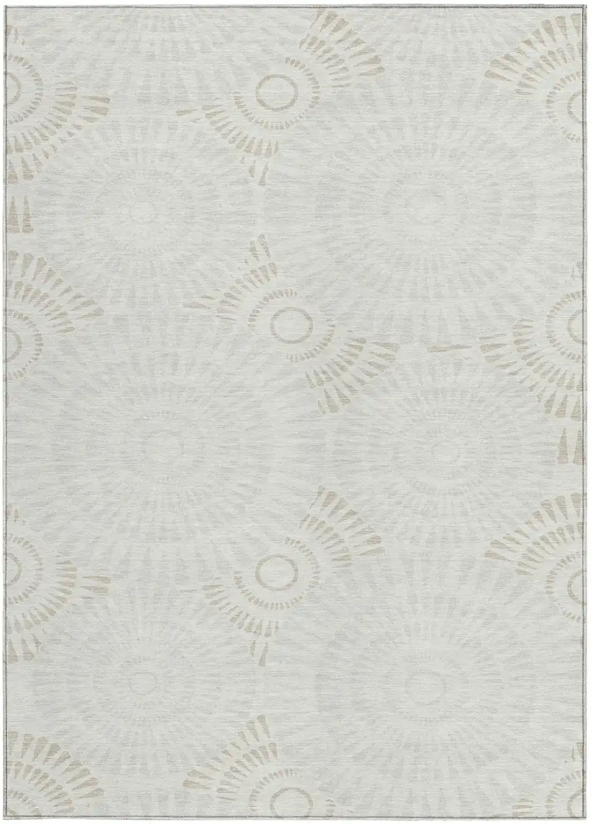 Ivory And Gray Geometric Washable Indoor Outdoor Area Rug Photo 8