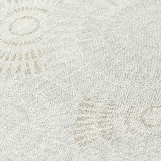Ivory And Gray Geometric Washable Indoor Outdoor Area Rug Photo 6