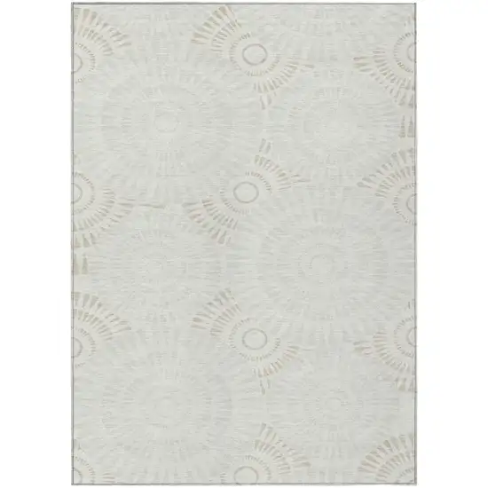 Ivory And Gray Geometric Washable Indoor Outdoor Area Rug Photo 2