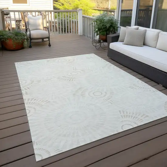 Ivory And Gray Geometric Washable Indoor Outdoor Area Rug Photo 9