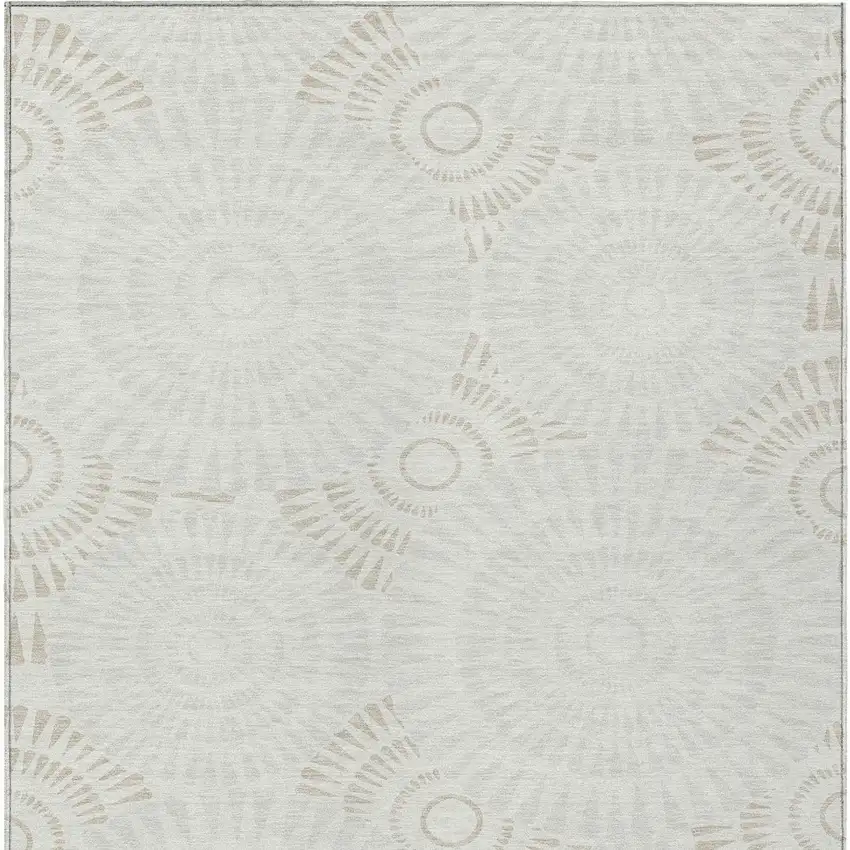 Ivory And Gray Geometric Washable Indoor Outdoor Area Rug Photo 7