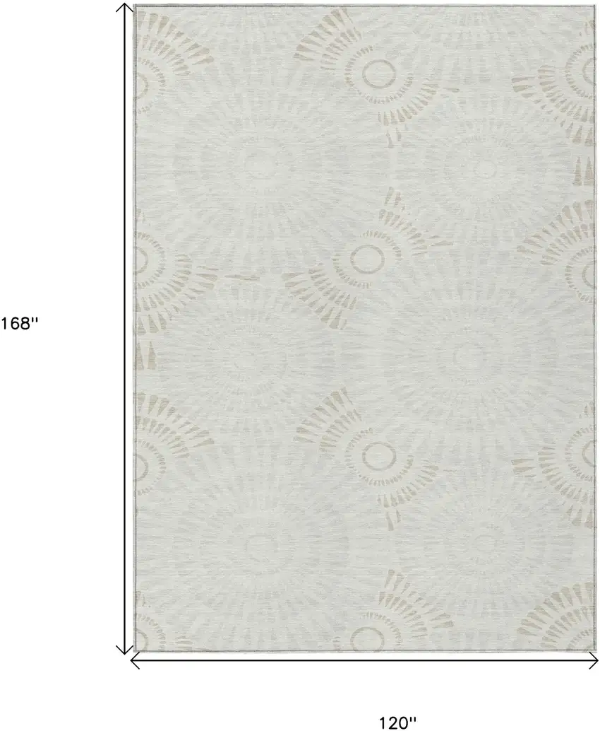 Ivory And Gray Geometric Washable Indoor Outdoor Area Rug Photo 3