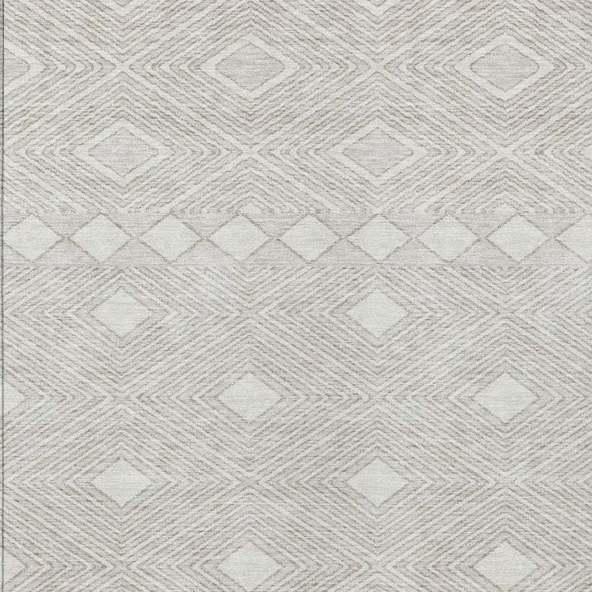 Ivory And Gray Geometric Washable Indoor Outdoor Area Rug Photo 6