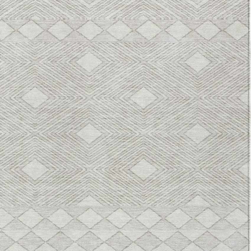 Ivory And Gray Geometric Washable Indoor Outdoor Area Rug Photo 6