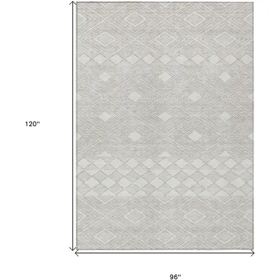 Ivory And Gray Geometric Washable Indoor Outdoor Area Rug Photo 3