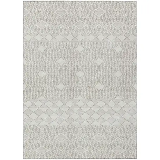 Ivory And Gray Geometric Washable Indoor Outdoor Area Rug Photo 2