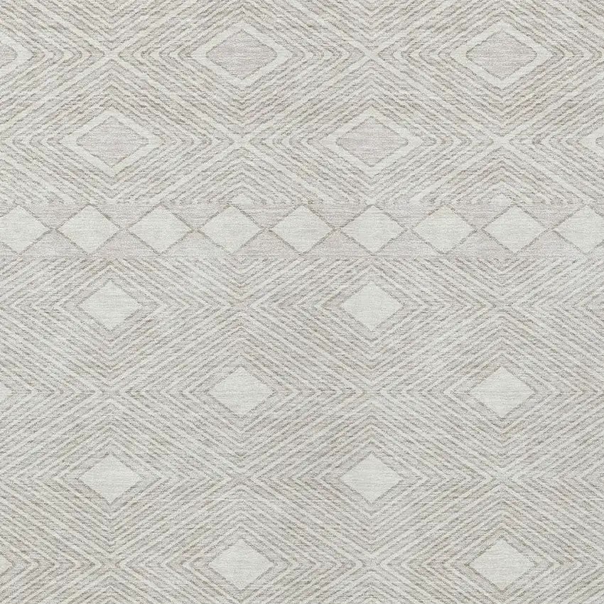 Ivory And Gray Geometric Washable Indoor Outdoor Area Rug Photo 6