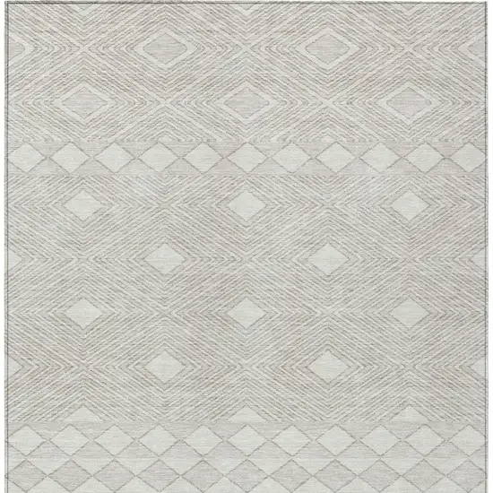 Ivory And Gray Geometric Washable Indoor Outdoor Area Rug Photo 7