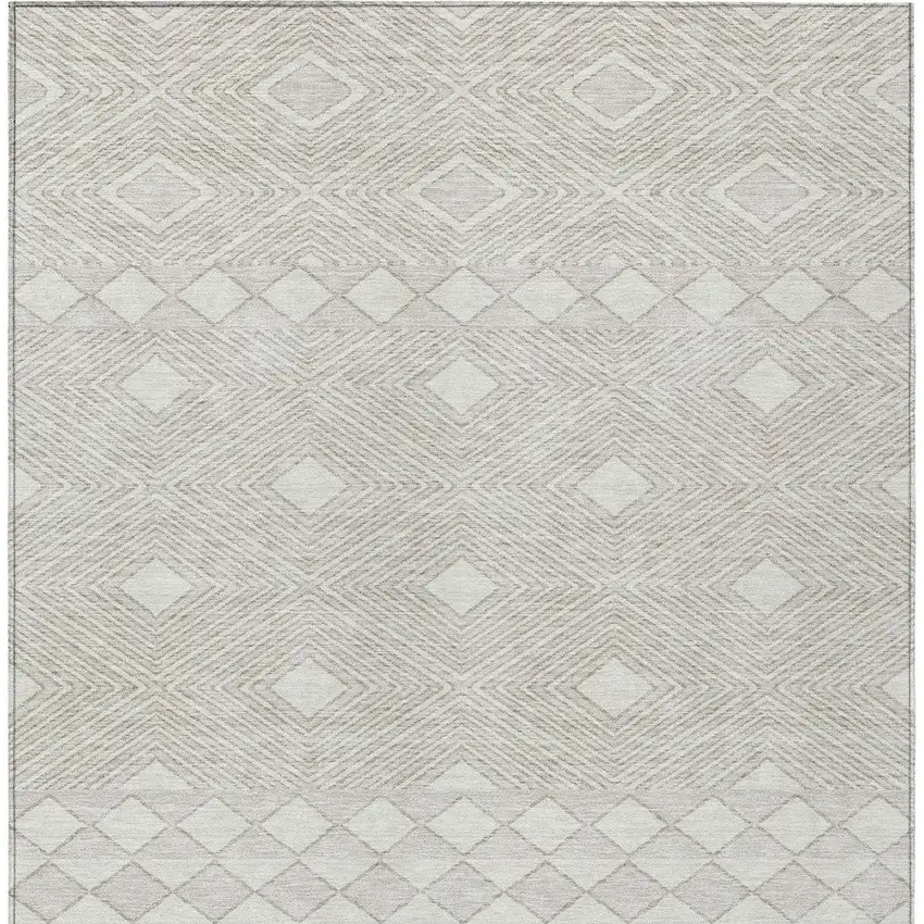 Ivory And Gray Geometric Washable Indoor Outdoor Area Rug Photo 7