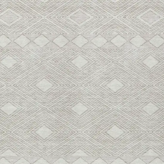 Ivory And Gray Geometric Washable Indoor Outdoor Area Rug Photo 6