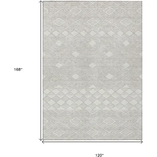 Ivory And Gray Geometric Washable Indoor Outdoor Area Rug Photo 3