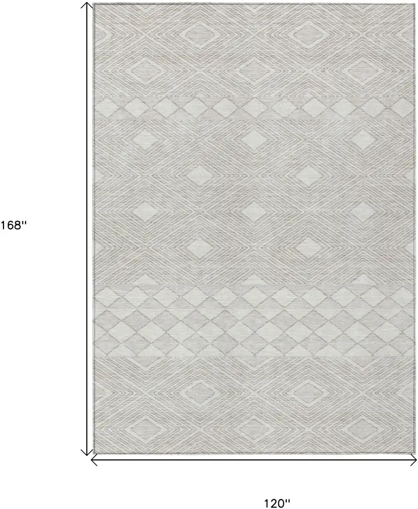 Ivory And Gray Geometric Washable Indoor Outdoor Area Rug Photo 3