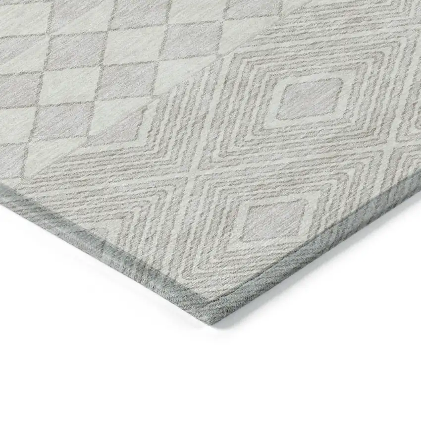 Ivory And Gray Geometric Washable Indoor Outdoor Area Rug Photo 5