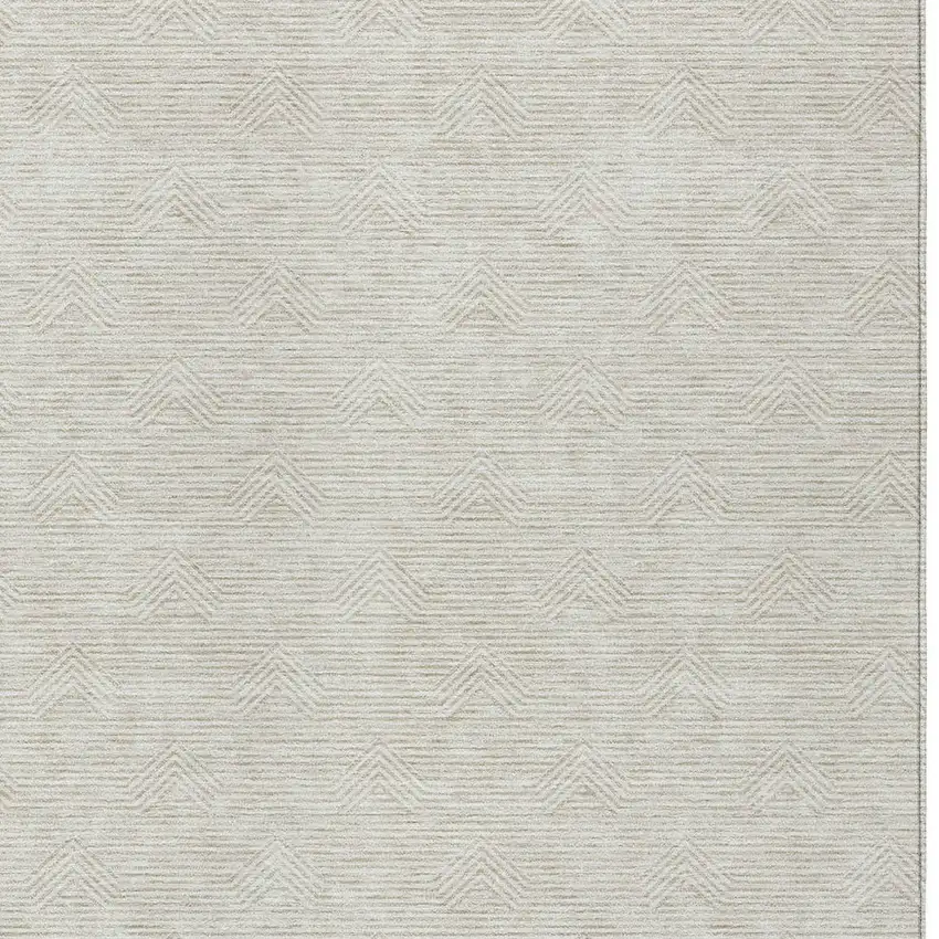Ivory And Gray Geometric Washable Indoor Outdoor Area Rug Photo 6