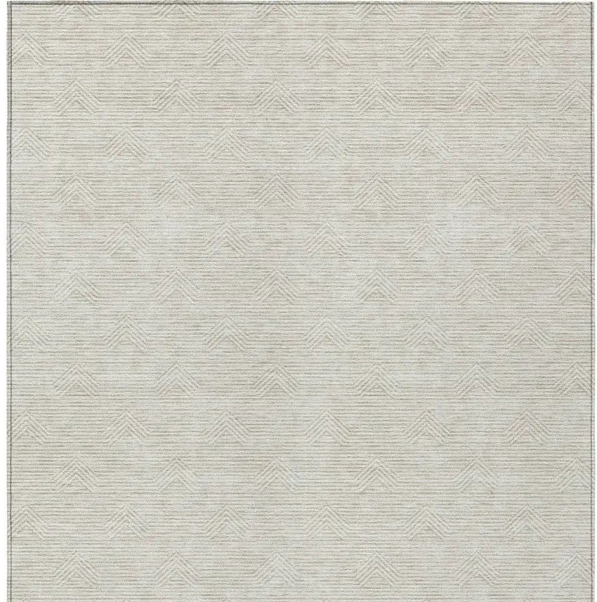 Ivory And Gray Geometric Washable Indoor Outdoor Area Rug Photo 6