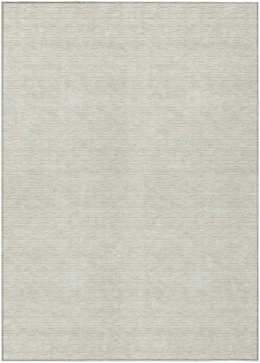 Ivory And Gray Geometric Washable Indoor Outdoor Area Rug Photo 2