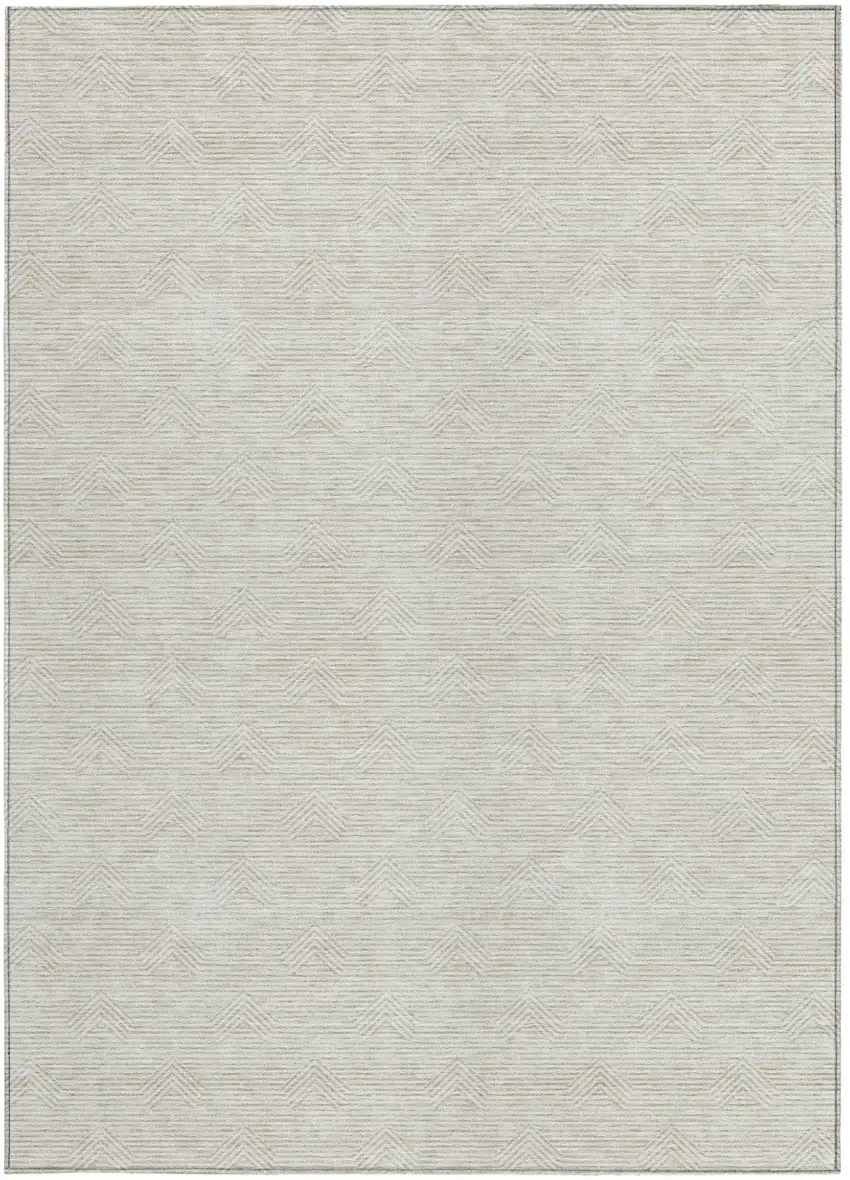 Ivory And Gray Geometric Washable Indoor Outdoor Area Rug Photo 7