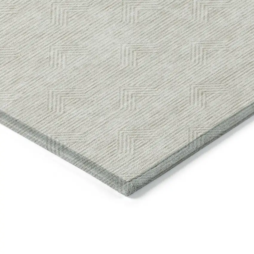 Ivory And Gray Geometric Washable Indoor Outdoor Area Rug Photo 5