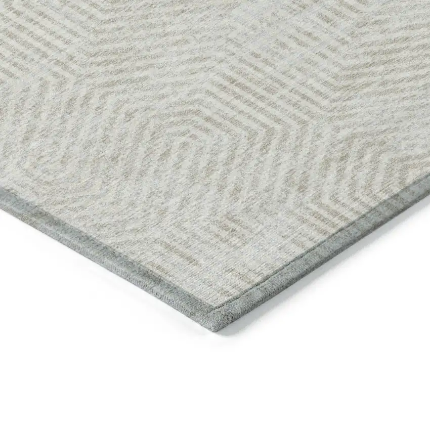 Ivory And Gray Geometric Washable Indoor Outdoor Area Rug Photo 5