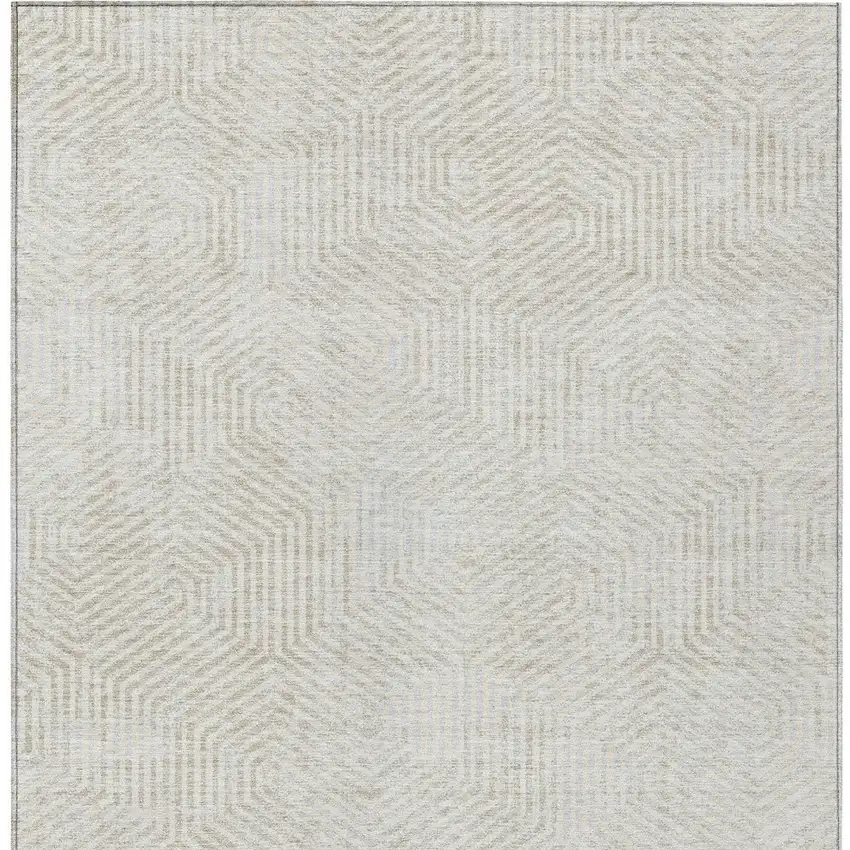 Ivory And Gray Geometric Washable Indoor Outdoor Area Rug Photo 7