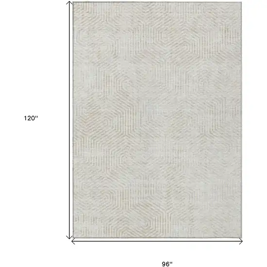 Ivory And Gray Geometric Washable Indoor Outdoor Area Rug Photo 3