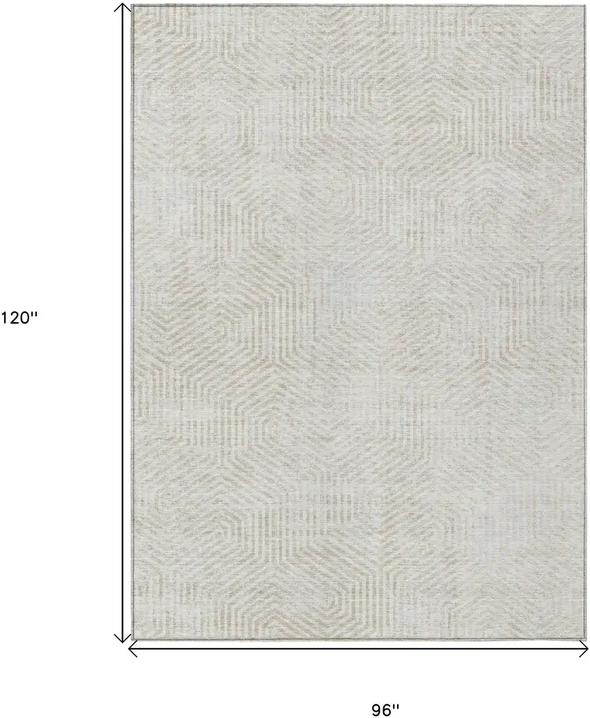 Ivory And Gray Geometric Washable Indoor Outdoor Area Rug Photo 3