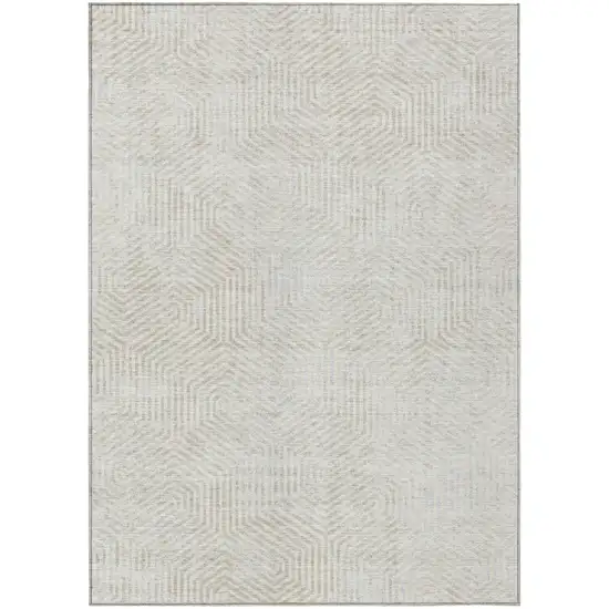 Ivory And Gray Geometric Washable Indoor Outdoor Area Rug Photo 2