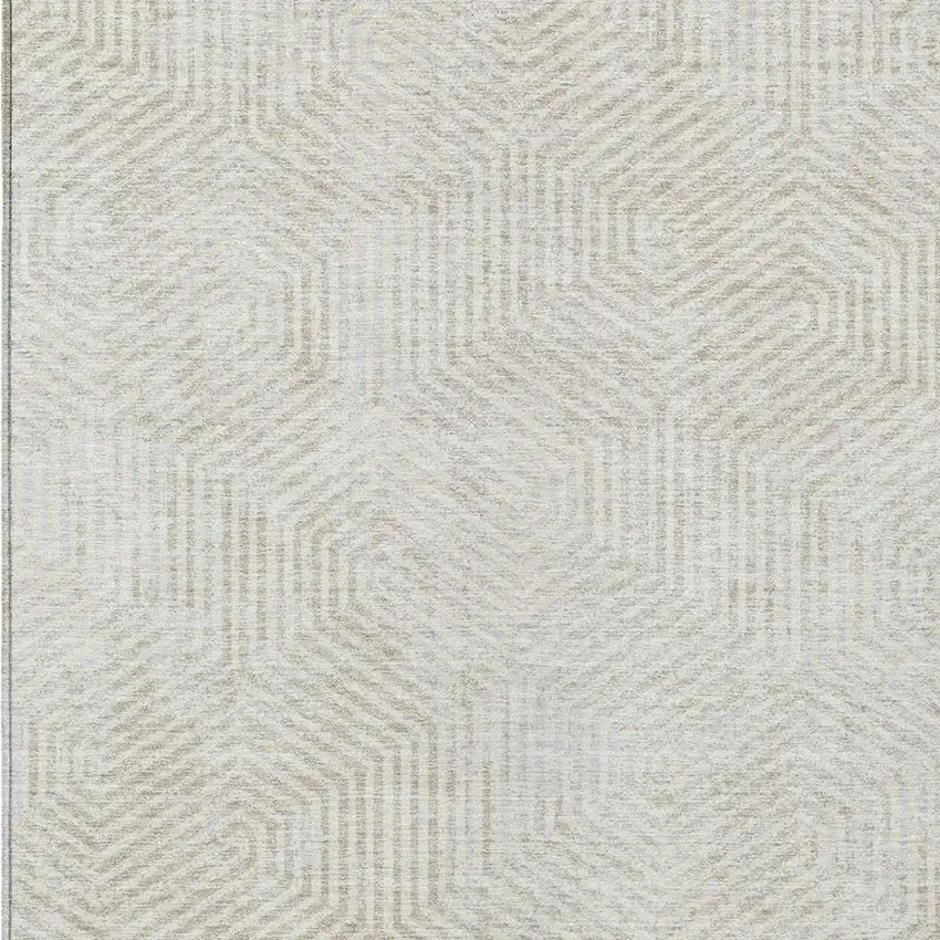 Ivory And Gray Geometric Washable Indoor Outdoor Area Rug Photo 6