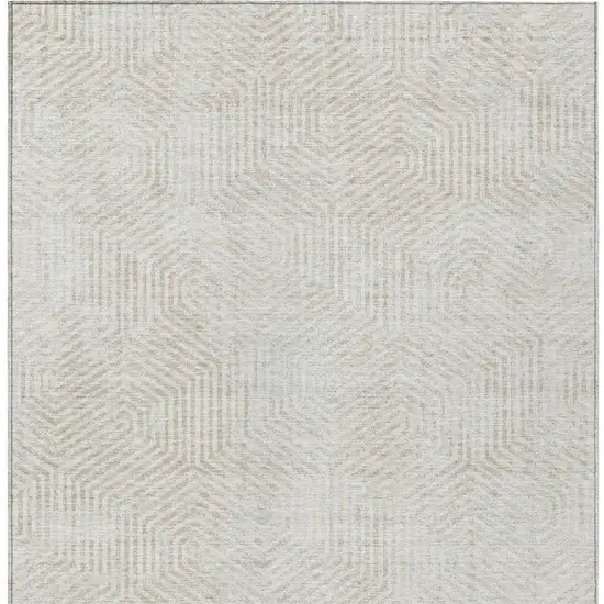 Ivory And Gray Geometric Washable Indoor Outdoor Area Rug Photo 7