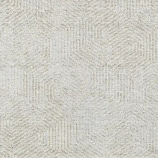 Ivory And Gray Geometric Washable Indoor Outdoor Area Rug Photo 6
