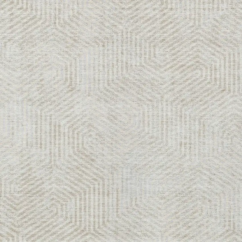 Ivory And Gray Geometric Washable Indoor Outdoor Area Rug Photo 6