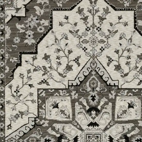 Ivory And Gray Medallion Area Rug With Fringe Photo 9