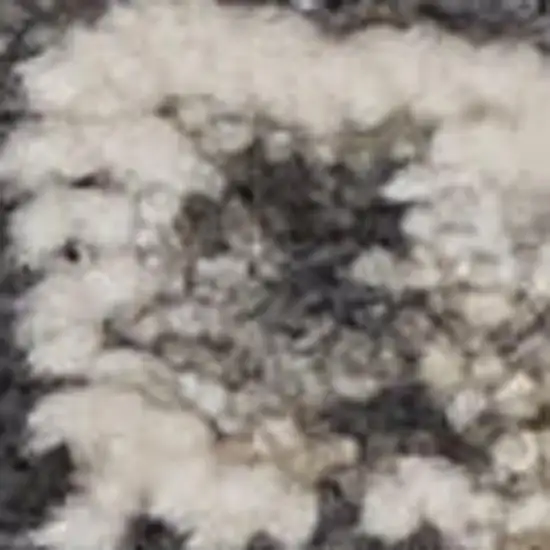 Ivory And Gray Medallion Distressed Area Rug With Fringe Photo 3