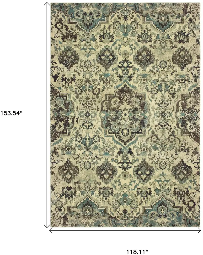 Ivory And Gray Oriental Area Rug Photo 3