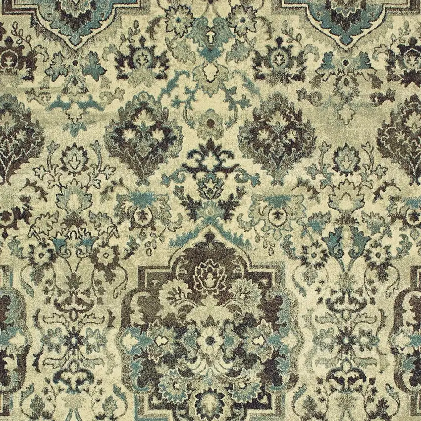 Ivory And Gray Oriental Area Rug Photo 6