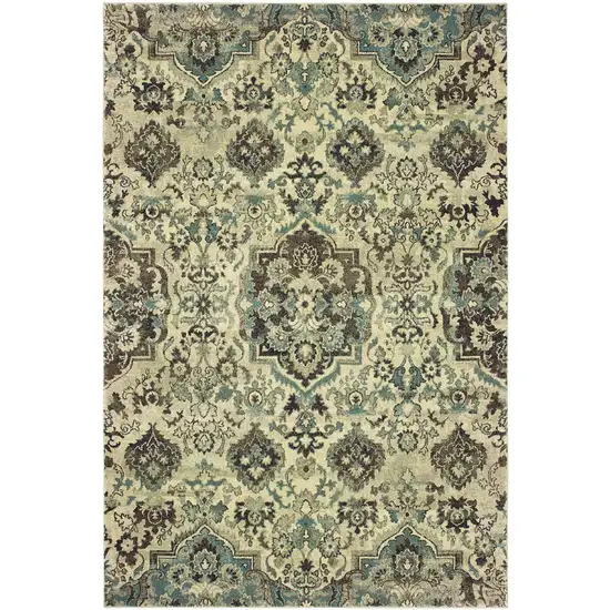 Ivory And Gray Oriental Area Rug Photo 7