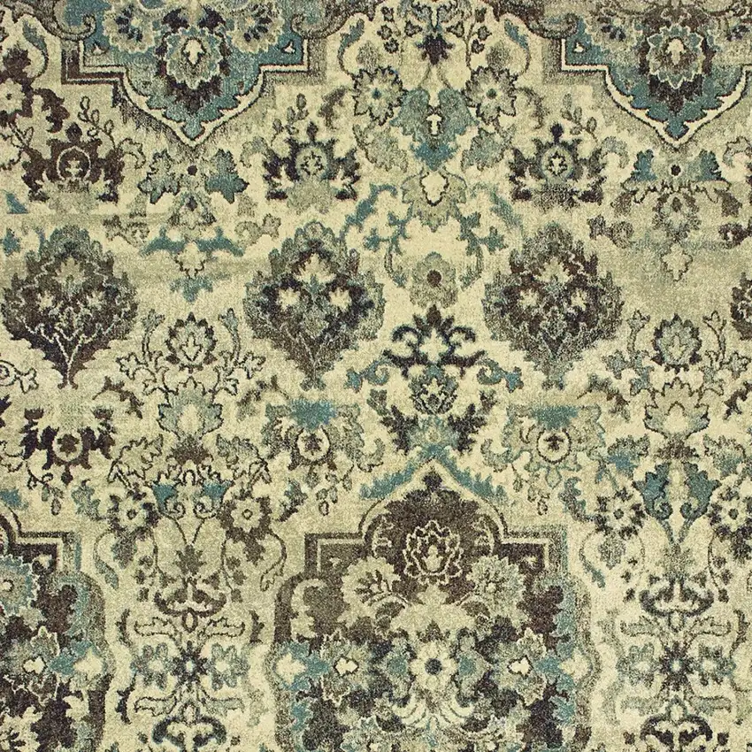 Ivory And Gray Oriental Area Rug Photo 6