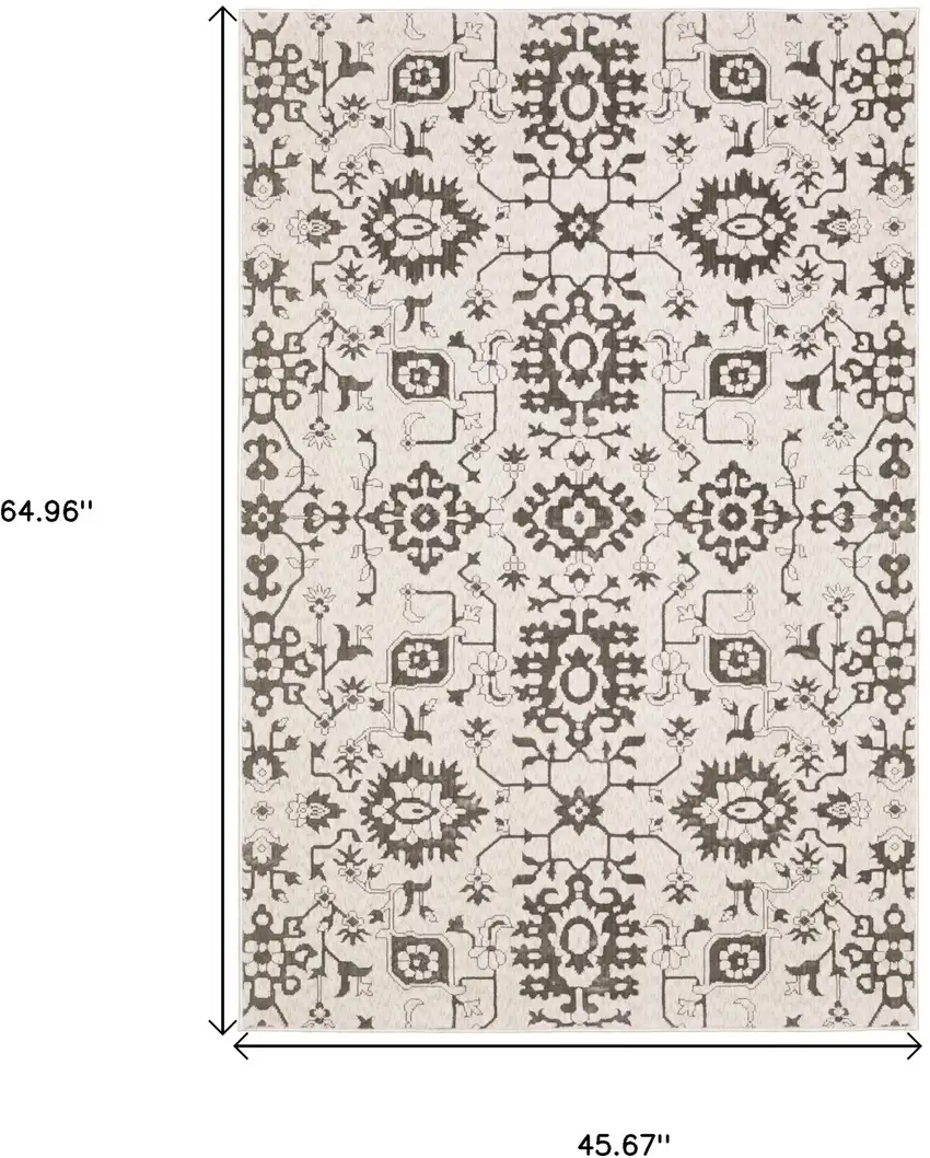 Ivory And Gray Oriental Area Rug Photo 3