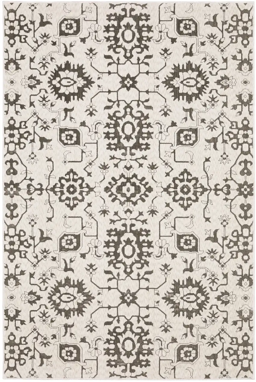 Ivory And Gray Oriental Area Rug Photo 9