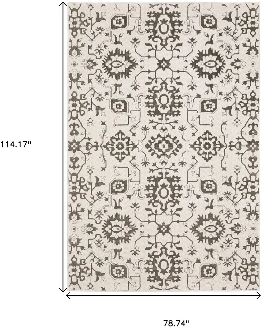 Ivory And Gray Oriental Area Rug Photo 3