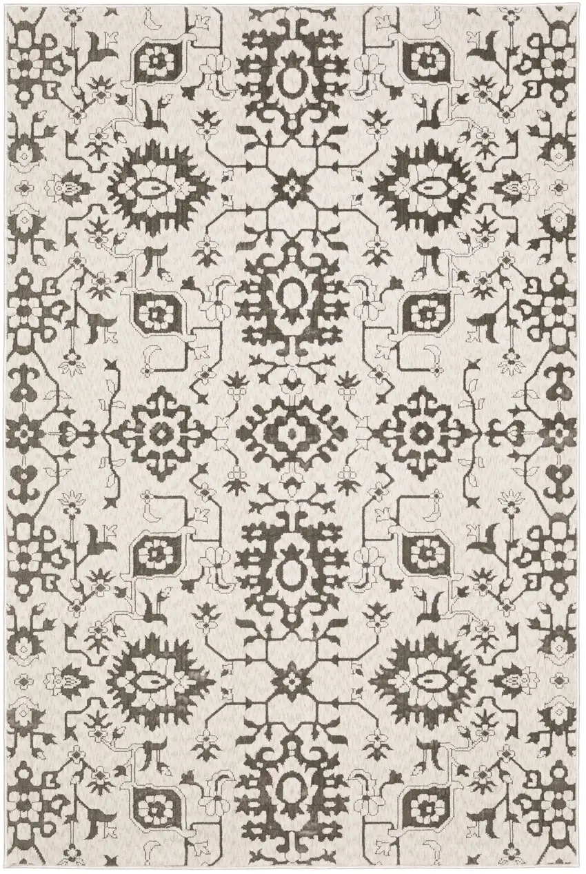 Ivory And Gray Oriental Area Rug Photo 2