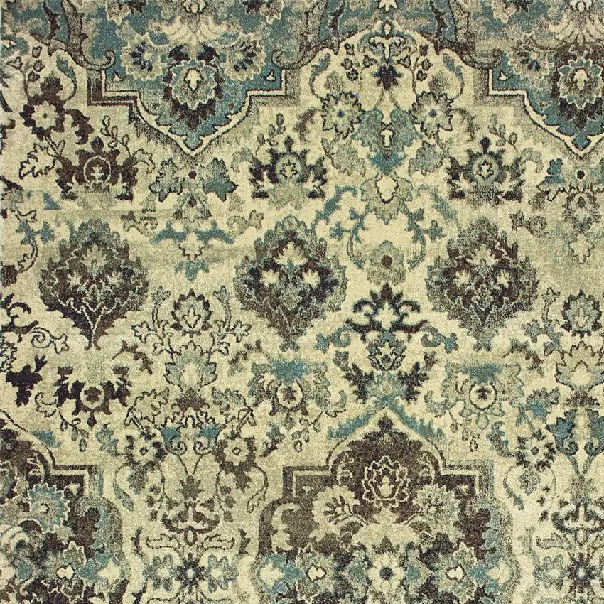 Ivory And Gray Oriental Area Rug Photo 8